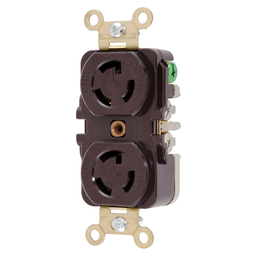Hubbell HBL4750 15 Amp 277 VAC NEMA L7-15R Brown Duplex Locking Receptacle
