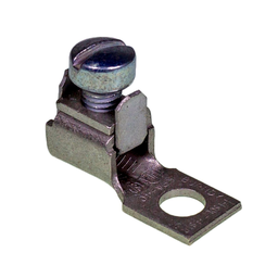 Burndy KPA4C Copper Terminal, 1 Hole, 14 AWG (Sol)-4 AWG (Str), 1/4" Stud, 1 Screw, Tin Plated