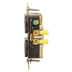 Locking Devices, Twist-Lock®, Industrial, Duplex Receptacle, 15A 125V, 2-Pole 3-Wire Grounding, L5-15R, Ring Terminal, Brown