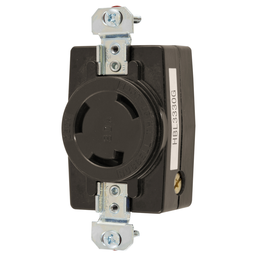 Locking Devices, Twist-Lock®, Industrial, Flush Receptacle, 30A 250V AC, 2-Pole 3-Wire Grounding, Non-NEMA, Screw Terminal, Black