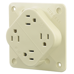 Straight Blade Devices, Receptacles, 4- Plex, Commercial/Industrial Grade, 2-Pole 3-Wire Grounding, 15A 125V, 5- 15R, Ivory, Single Pack
