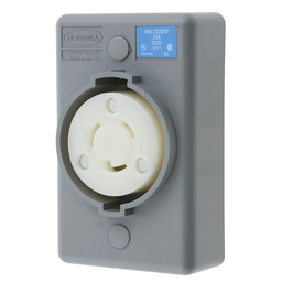 Locking Devices, Twist-Lock®, Industrial, Surface Mount Receptacle 20A 250V, 2-Pole 3-Wire Grounding, L6-20R, Screw Terminal, Gray