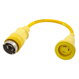 Marine Adapter Molded, Straight Blade 30A Locking Female to 50A Locking Male