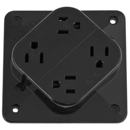 Product image for Hubbell HBL415BK4-PLEX Receptacle, 15A 125V, 5-15R, BK