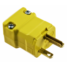 Straight Blade Devices, Male Plug, Valise Series, Industrial/Commercial Grade, Straight, 2-Pole 3-Wire Grounding, 15A 250V, 6-15P, Yellow, Single Pack