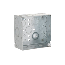 4 in. Square Box, Welded, 2-1/8 in. Deep, Ten 1/2 in KO's & Six TKO's, Raised Ground