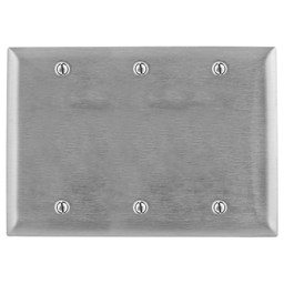 Hubbell SS33 3-Gang Stainless Steel 3-Blank Box Mount Wallplate