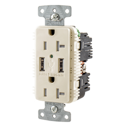 Hubbell USB20A5LA Receptacle DUP 20A 125V 5A 5V USB PORT A LA