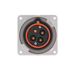 Heavy Duty Products, IEC Pin and Sleeve Devices, Industrial Grade, Male, Flanged Inlet, 30A 3-Phase Delta 480V AC, 3-Pole 4-Wire Grounding, Terminal Screws, Red, Watertight