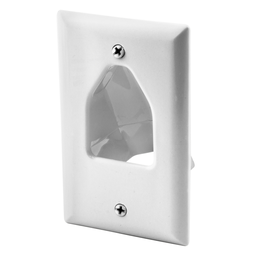 Product image for PLATE,1-G,RECESSED CABLE PASS-THRU,WHITE
