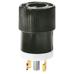 Locking Devices, Bryant Midget Locking, Industrial, Male Plug, 15A 125/250V, 3-Pole 3-Wire Non Grounding, ML-3P, Screw Terminal, Black