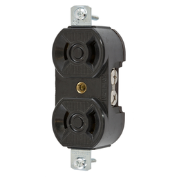 Hubbell HBL7540 15 Amp 125 Volt 2-Pole 2-Wire NEMA L1-15R Black Locking Duplex Receptacle