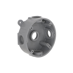 Raco PRB57550GY 4" Round Splice Box, 1/2" Deep, (5) 3/4" Threaded Outlets