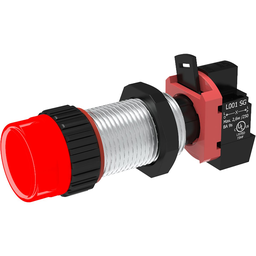 Pilot Light, Red with Lamp Holder & Lamp 24V AC/DC - Long Length 40mm, 3/4 NPSM