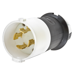 Locking Devices, Twist-Lock®, Safety Shroud, Male Plug, 30A 3-Phase 600V AC, 3-Pole 4-Wire Grounding, L17- 30P, Screw Terminal, Black and White