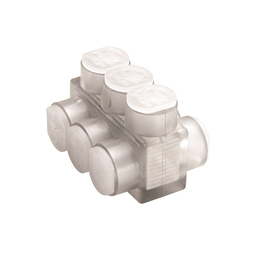Burndy BIBD2504 Aluminum Multiple Tap Connector, Clear Insulated, 4 Port, 2 Sided Entry, 10 AWG-250 kcmil, Al/Cu Rated
