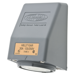 Locking Devices, Twist-Lock®, Safety Shroud, Angled Receptacle, 30A 125/250V, 3-Pole 4-Wire Grounding, L14- 30R, Screw Terminal, Gray