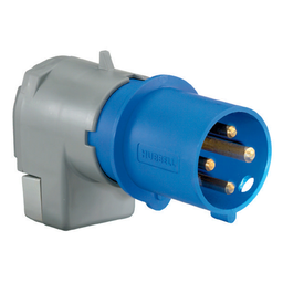 Heavy Duty Products, IEC Pin and Sleeve Devices, Industrial Grade, Male Plug, 100A 3-Phase Wye 120/208V AC, 4- Pole 5-Wire Grounding, Terminal Screws, Blue, Angled