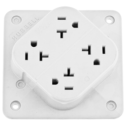 Hubbell HBL420W4-PLEX Receptacle, 20A 125V, 5-20R, WH