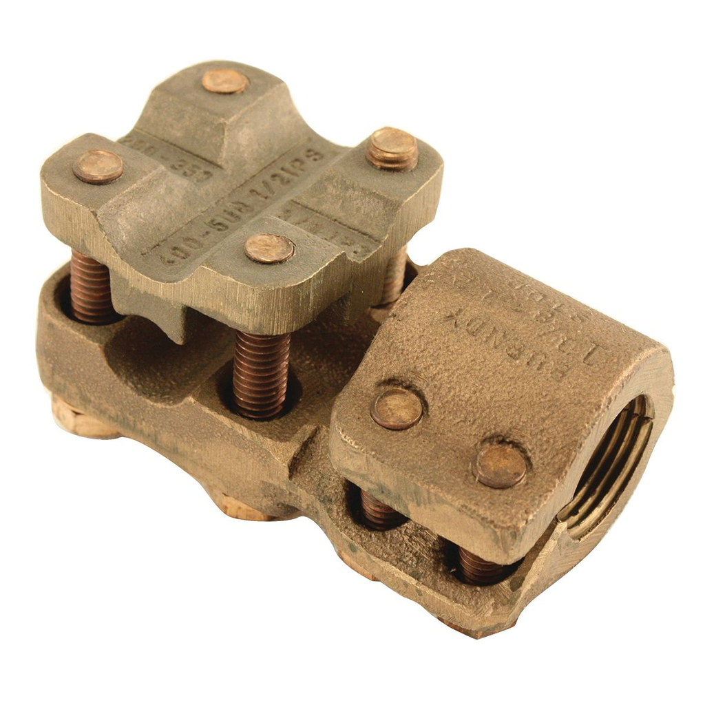 Product image for Burndy NDR6728T12 High Cu Alloy Reversible & Rotatable Cap Stud Connector, Bolted, #6 Sol - 4/0 Str Cu Cable, 1-1/2" - 12 Stud