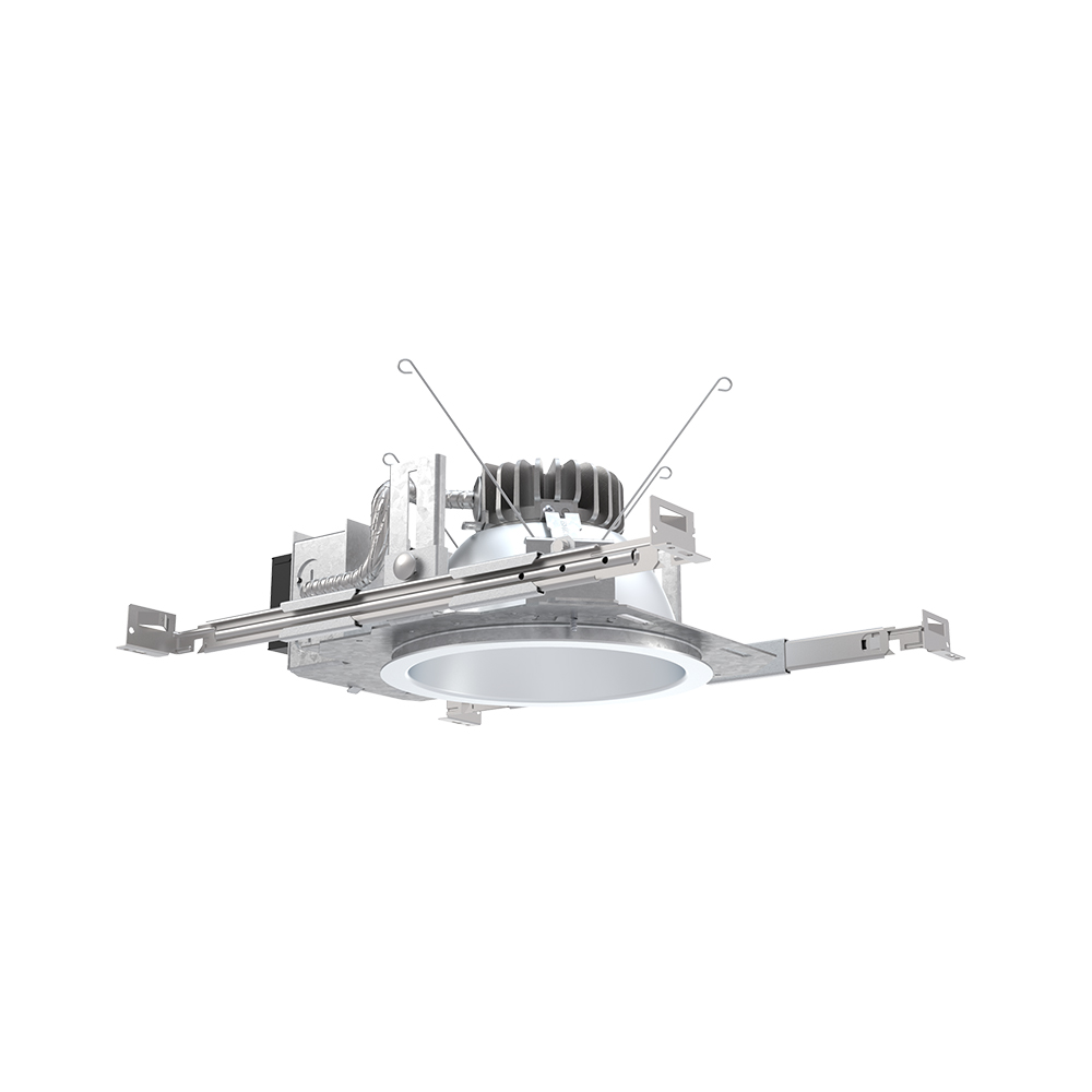 Mayer-DDS-LDN 6IN Round New Construction Housing, Switchable lumens – 1000LM, 1500LM, and 2000LM, Switchable CCT – 3000K, 3500K, 4000K, and 5000K, Multi-Volt, Universal Dimming to 10% 0-10V, Housing-1