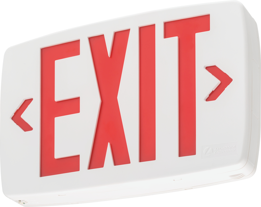Mayer-DDS-Quantum LED thermoplastic exit, Stencil Face, White, Single with extra faceplate and color panel for field conversion to double face, Red, Dual voltage, Emergency, Sealed, maintenance free nickel-cadmium battery, Master pack of 6-1