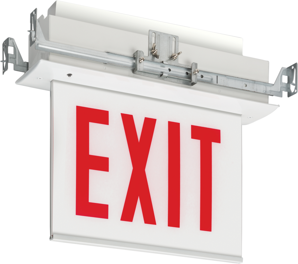 Lithonia EDGRC-W-1-RW-CH2 Recessed Mount LED Edge-Lit Exit Sign, Single Face, Red Lettering on White Background, 120-277V w/Ni-Cad Battery, White Housing, Chicago Applications Product image for Lithonia EDGRC-W-1-RW-CH2 Recessed Mount LED Edge-Lit Exit Sign, Single Face, Red Lettering on White Background, 120-277V w/Ni-Cad Battery, White Housing, Chicago Applications