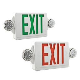 Lithonia LHQM-LED-G-M6 Stencil Face LED Exit Sign, Single Face, 2-Lamp Heads, 120/277V, White Thermoplastic Housing, Green Lettering
