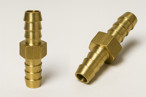 3/16" Barbed Hexagonal Hose Splicer – Brass, 200 psig