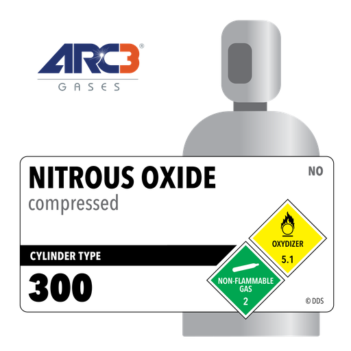 Nitrous Oxide, 300, 74 ft3, High Pressure Steel (HPS), CGA 326