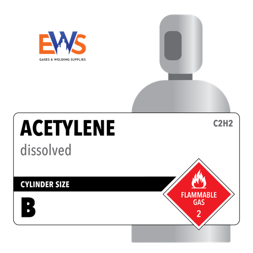 Generic Gas 1001.ACB Acetylene B Cylinder, 40 lbs, CGA 300, 99.6% Purity