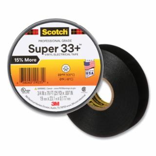 Super 33+ Vinyl Electrical Tape, 76 ft L x 3/4 in W, Black