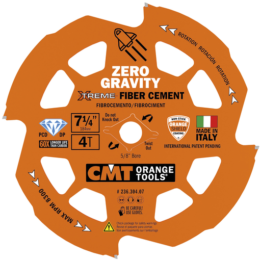 FIBER CEMENT ZERO GRAVITY SAW BLADE 7-1/4’’x5/8” T=4 TCG PCD (BULK)