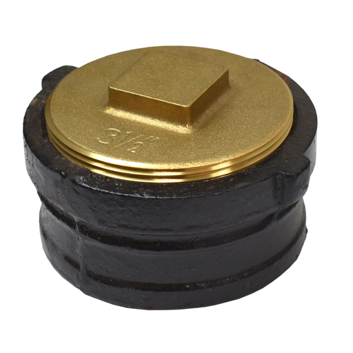 4" Cast Iron No Hub R w/ 3-1/2" Raised Head Brass Plug