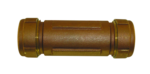 1" CTS (3/4" IPS) Long Brass Compression Coupling- Lead Free