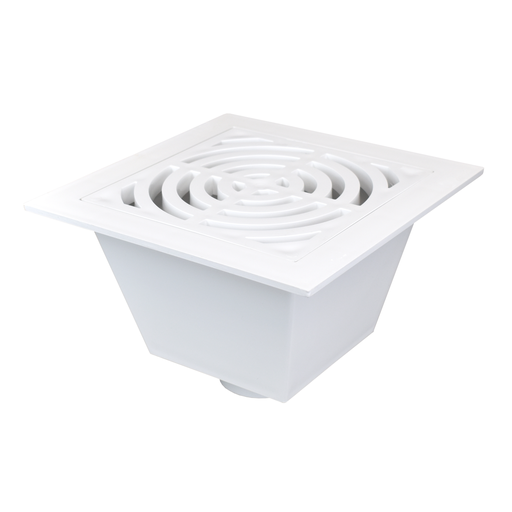 4" Hub PVC Floor Sink w/ Full Grate Flat Strainer