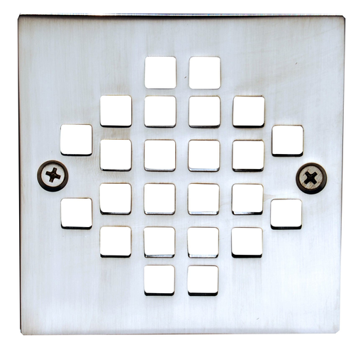 4 -1/4" OD Square Strainer w/ 3 -3/8" Screw Holes- PVD Satin Nickel