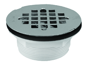 2" PVC No-Caulk Shower Drain w/ Stainless Steel Snap-in Strainer