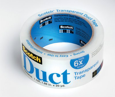 Scotch Transparent Duct Tape 2120, 1.88 in x 20 yd, 12/case