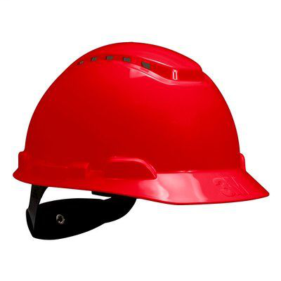 3M Hard Hat H-705V-UV, Red, 4-Point Ratchet Suspension, Vented, with Uvicator, 20 EA/Case
