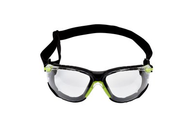 3M Solus Protective Eyewear 1000 Series S1201SGAF-SKT, Foam, Strap, Green/Black, Scotchgard Anti-fog Lens 20 EA/Case