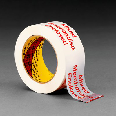Scotch Printed Message Box Sealing Tape 3775 White, 48 mm x 100 m, 36 per case bulk