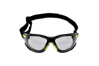 3M Solus Protective Eyewear 1000 Series S1207SGAF-SKT, Foam, Strap, Green/Black, Scotchgard Anti-fog Lens, 20 EA/Case