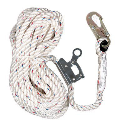 3M Vertical Rope Lifeline with Double Locking Snap Hook and Rope Adjuster 0221-100RG, 100 ft. 1 EA/Case -- OBSOLETE