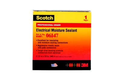 Scotch Electrical Moisture Sealant Roll 06147, 2-1/2 in x 10 ft, Black, 1 roll/carton, 10 rolls/case