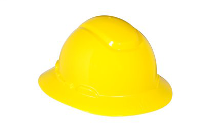 3M Full Brim Hard Hat H-802R, Yellow 4-Point Ratchet Suspension, 20 EA/Case