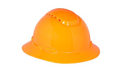 3M Full Brim Hard Hat H-807V, Hi-Vis Orange 4-Point Ratchet Suspension, Vented, 20 EA/Case