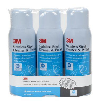 3M Stainless Steel Cleaner and Polish 59158CC, 10 oz Aerosol, 3 pack, 4 packs/case