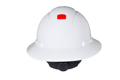 3M Full Brim Hard Hat H-801V-UV, White 4-Point Ratchet Suspension, Vented, with Uvicator,20 EA/Case