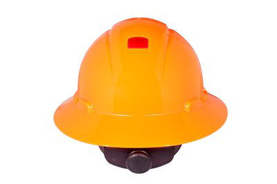 3M Full Brim Hard Hat H-806V-UV, Orange 4-Point Ratchet Suspension, Vented,with Uvicator,20 EA/Case